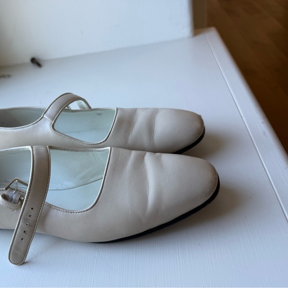 The Row Shoes - The Row Cream Mary Jane Flats